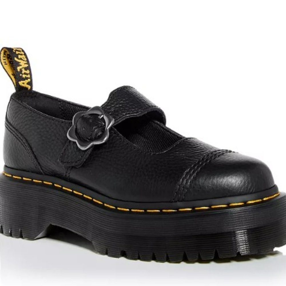 Dr. Martens  Women's Addina Quad Flower Buckle Platform Mary Jane Flats NWOB